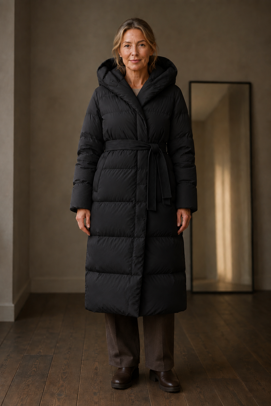 Iris | 90% Down Belted Puffer Coat - Black
