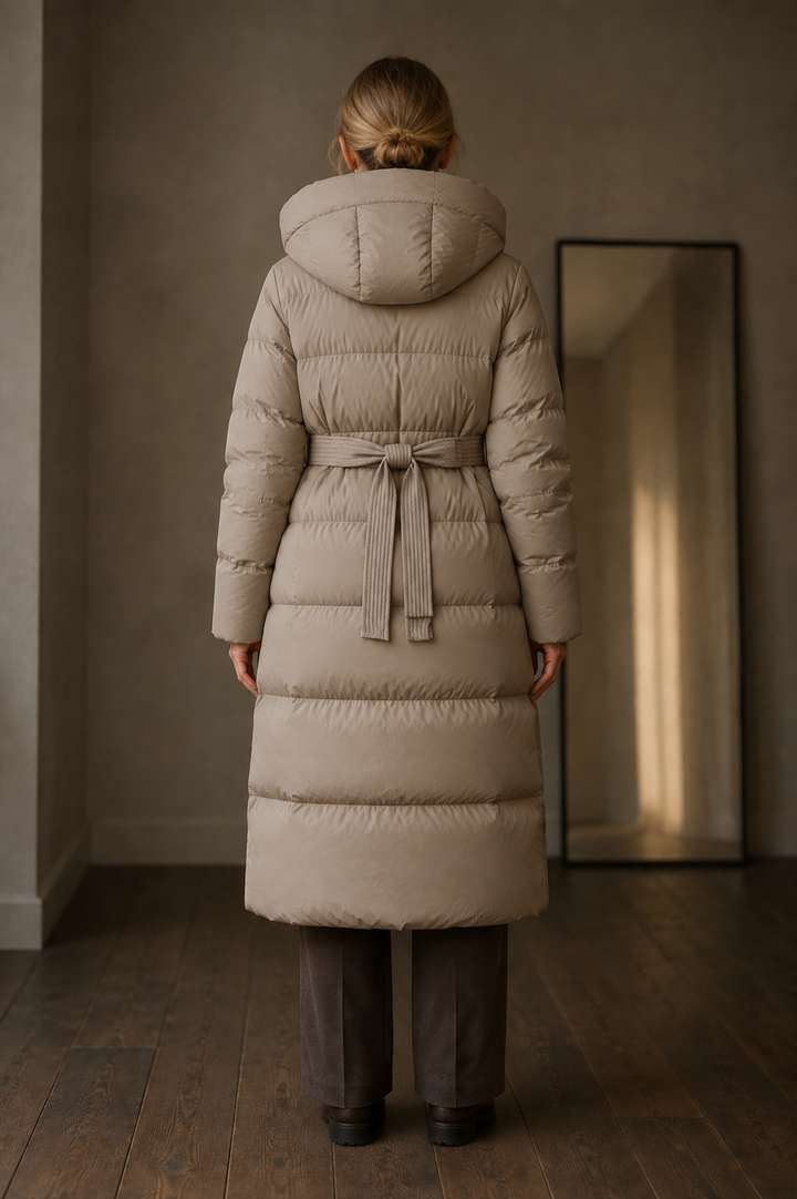 Iris | 90% Down Belted Puffer Coat - Olive