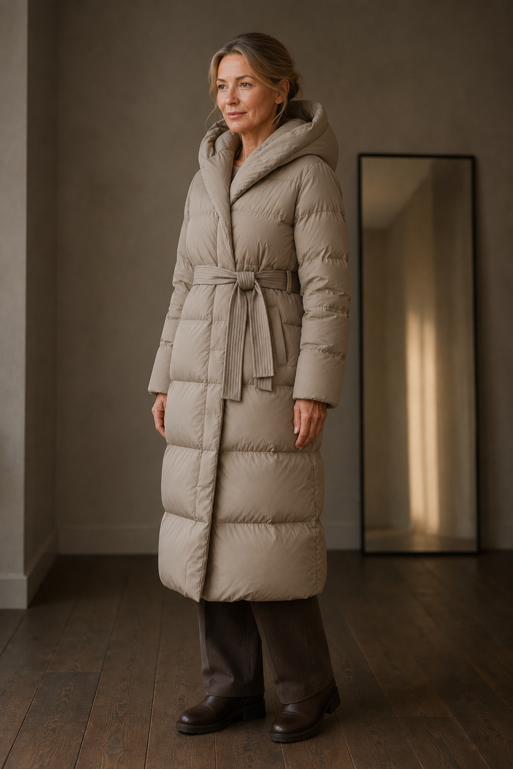 Iris | 90% Down Belted Puffer Coat - Olive