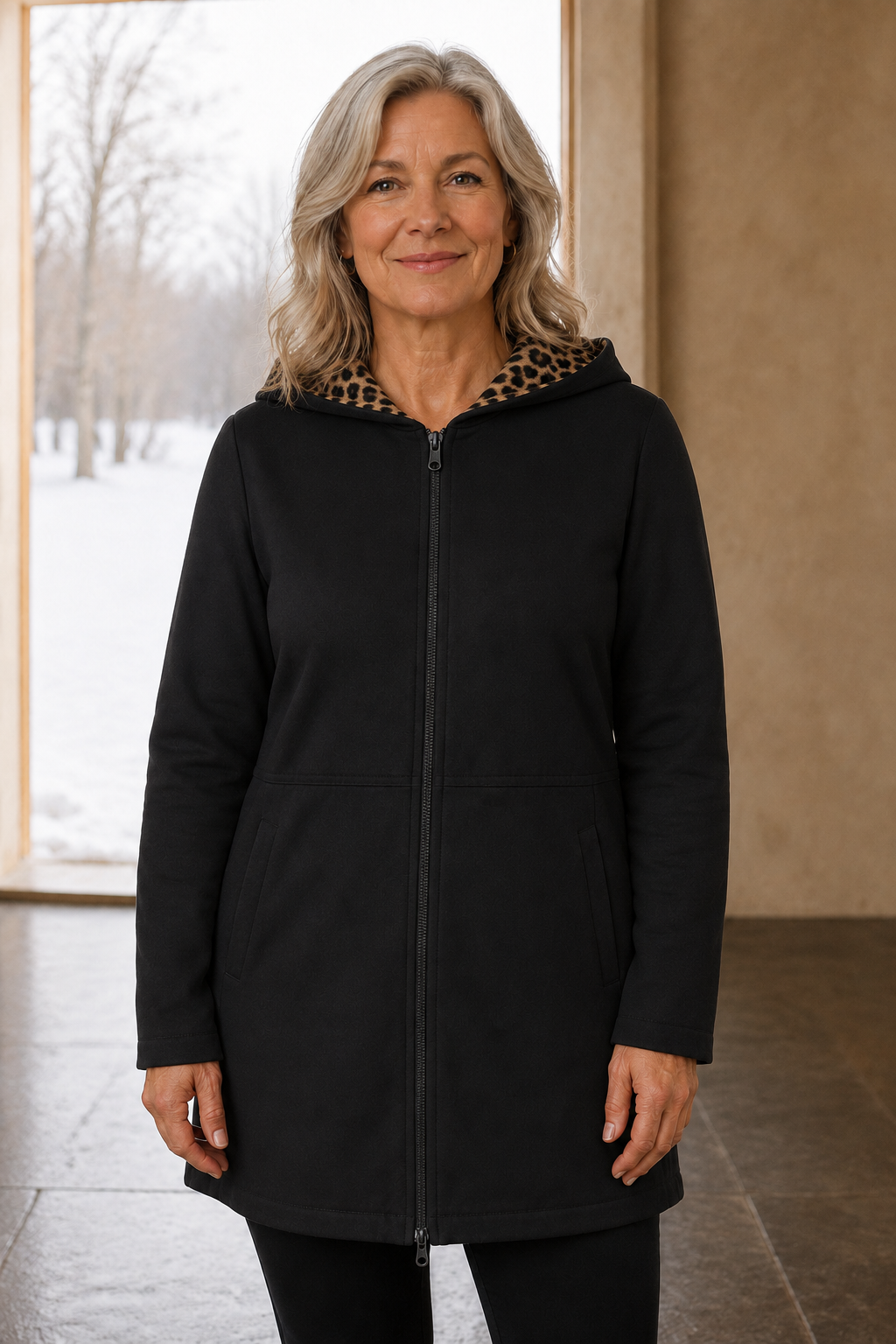 Isabelle | Reversible Hooded Coat - Black