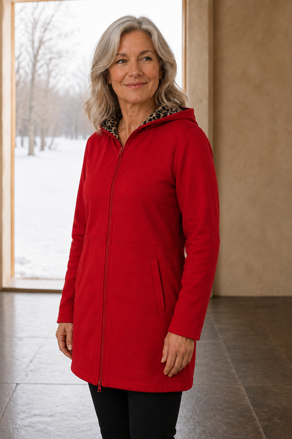 Isabelle | Reversible Hooded Coat - Red