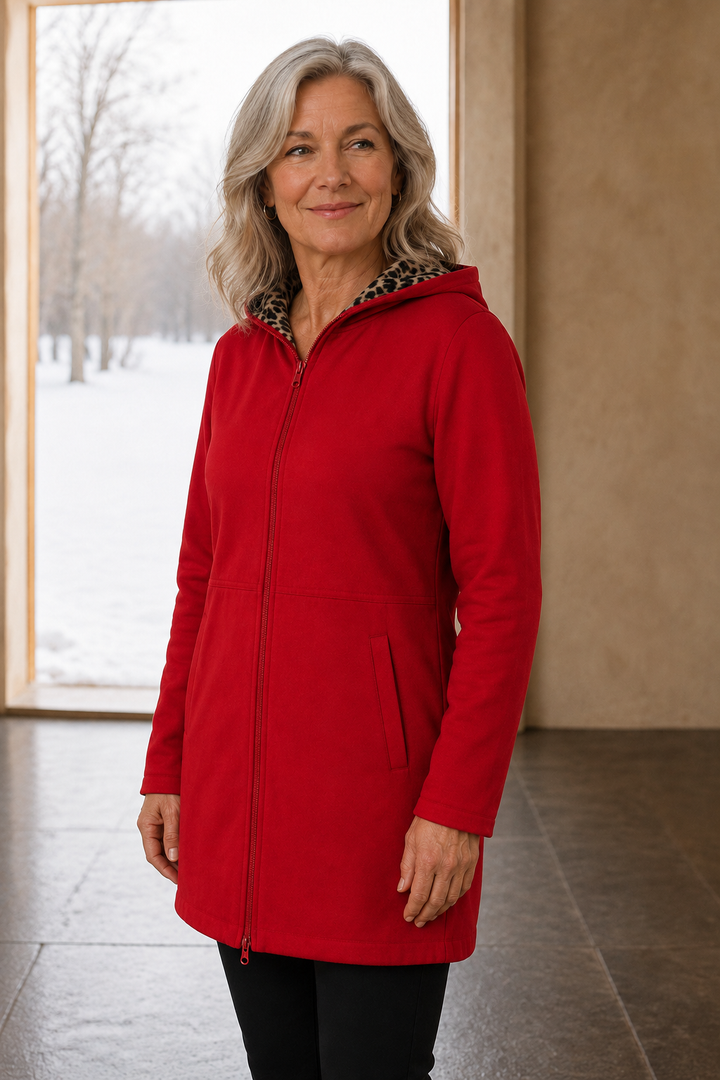 Isabelle | Reversible Hooded Coat - Red