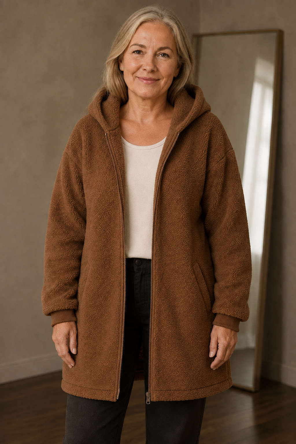 Jane cozy teddy coat open