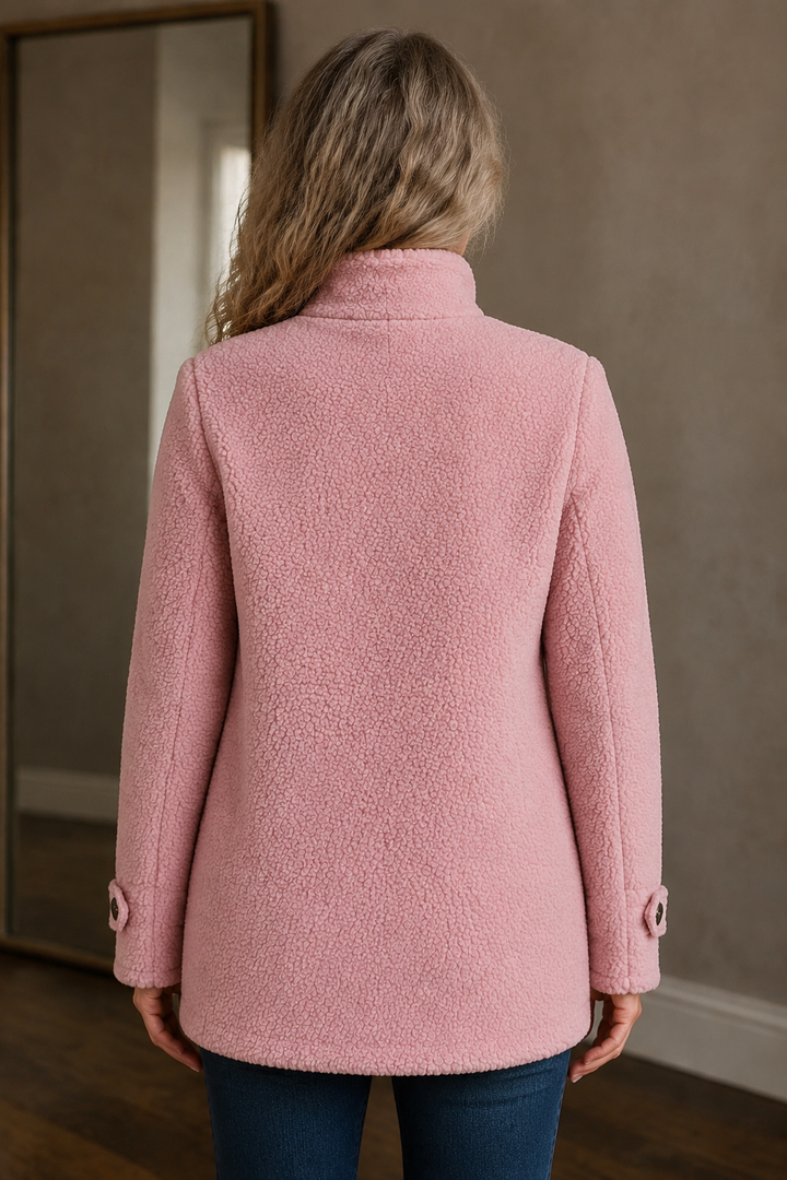 Jeanne | Brushed Stand Collar Jacket - Pink