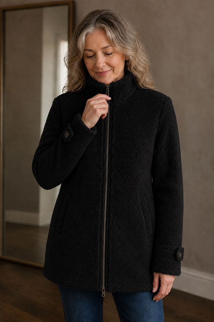 Jeanne | Brushed Stand Collar Jacket - Black