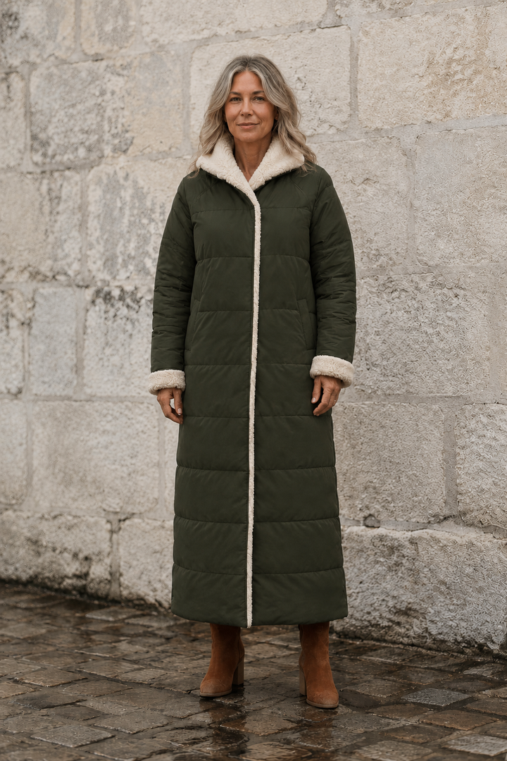 Justine | Reversible Longline Coat - Dark Green