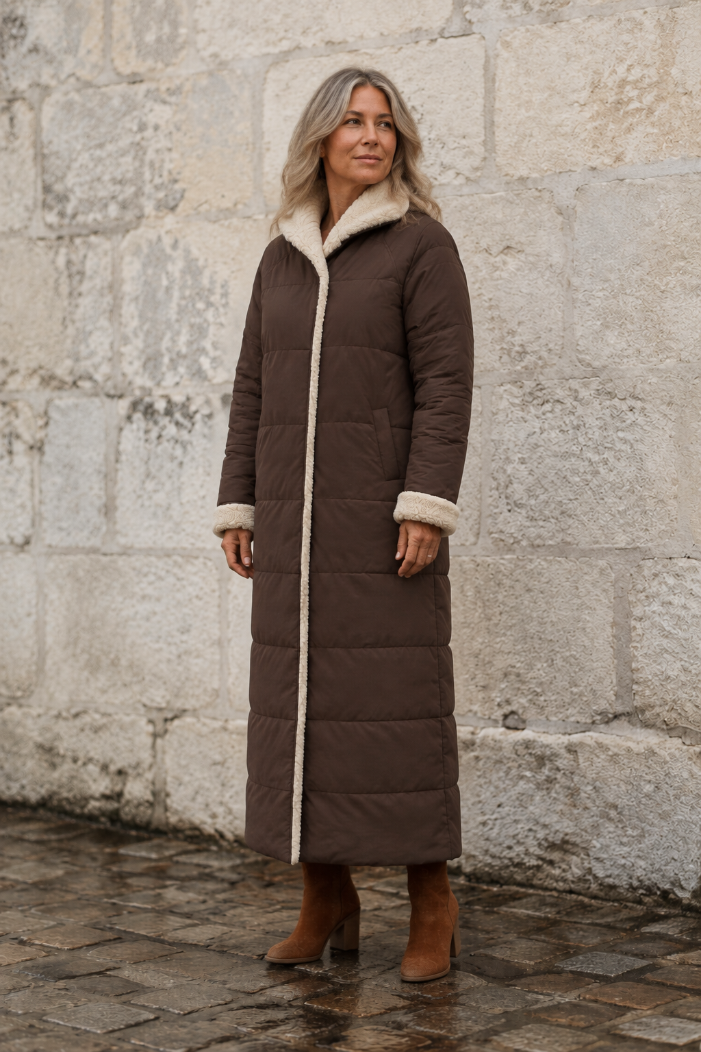 Justine | Reversible Longline Coat - Brown