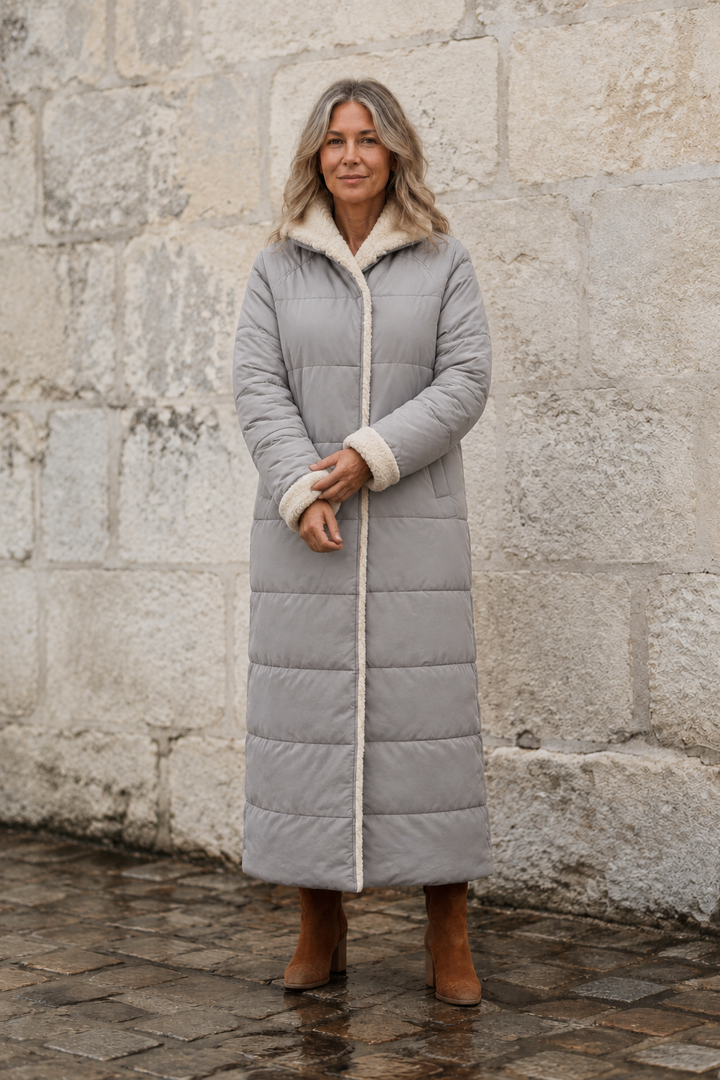 Justine | Reversible Longline Coat - Silver