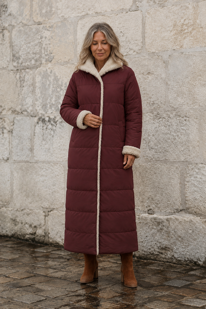 Justine | Reversible Longline Coat - Wine Red
