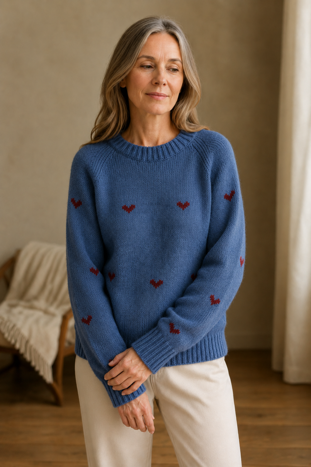 Kennedy | Raglan Sleeve Crew Neck Sweater - Blue