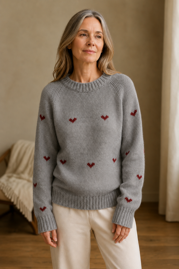 Kennedy | Raglan Sleeve Crew Neck Sweater - Gray