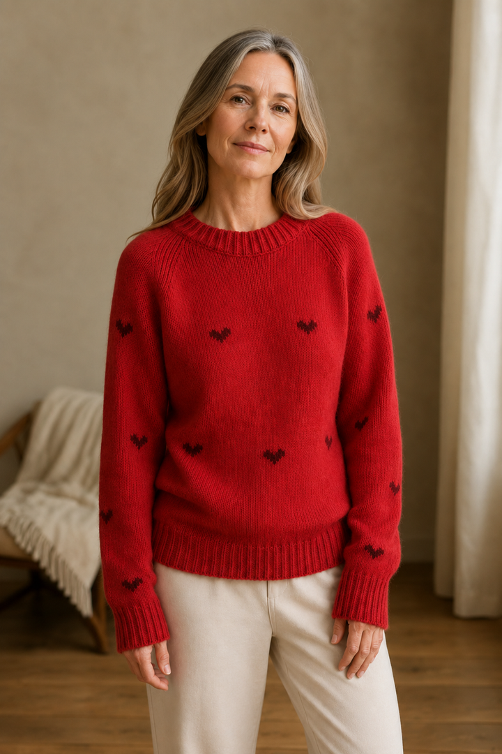 Kennedy | Raglan Sleeve Crew Neck Sweater - Red