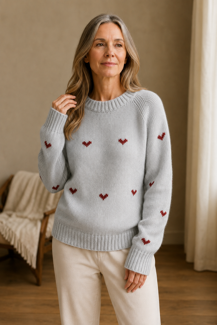 Kennedy | Raglan Sleeve Crew Neck Sweater - Silver Gray