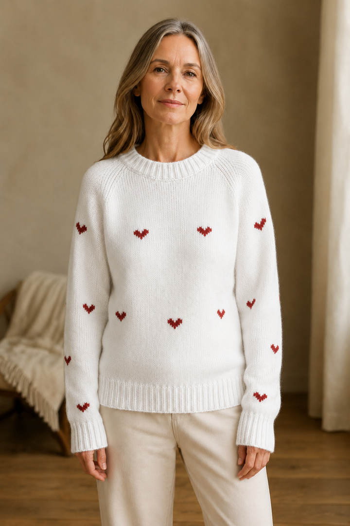 Kennedy | Raglan Sleeve Crew Neck Sweater - White