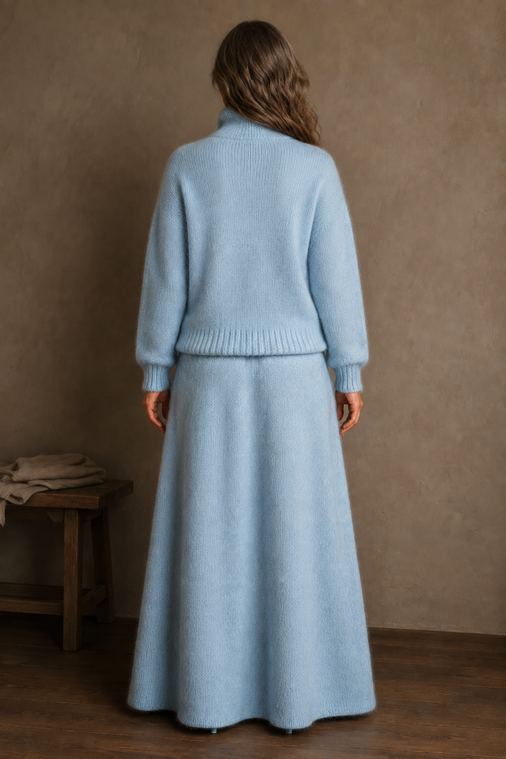 Knit Sweater And Maxi Skirt Set back view