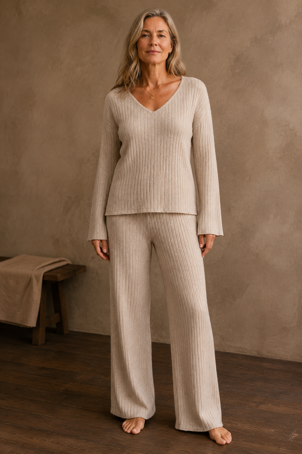 Knit Two Piece Lounge Set editorial product photo