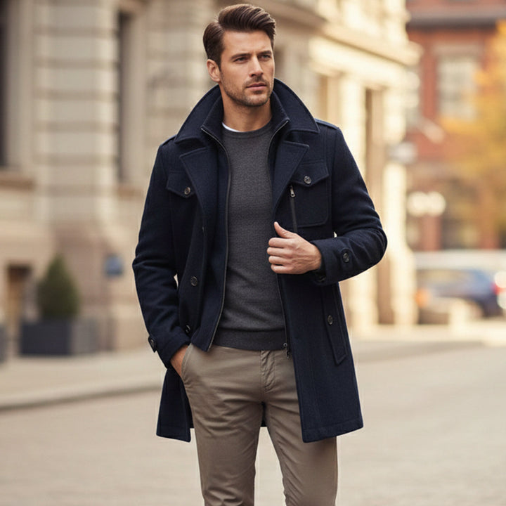 Amedee | Wool Blend Tailored Overcoat