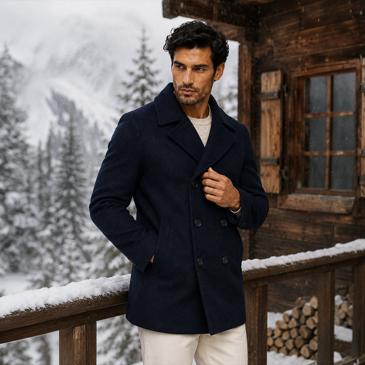 Severin | Wide Lapel Wool Peacoat