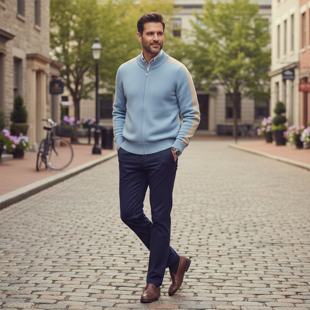 Hugues | 100% Wool Jacquard Zip Knit