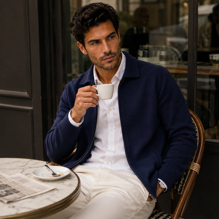 Aldege | 100% Wool Lapel Zip Cardigan