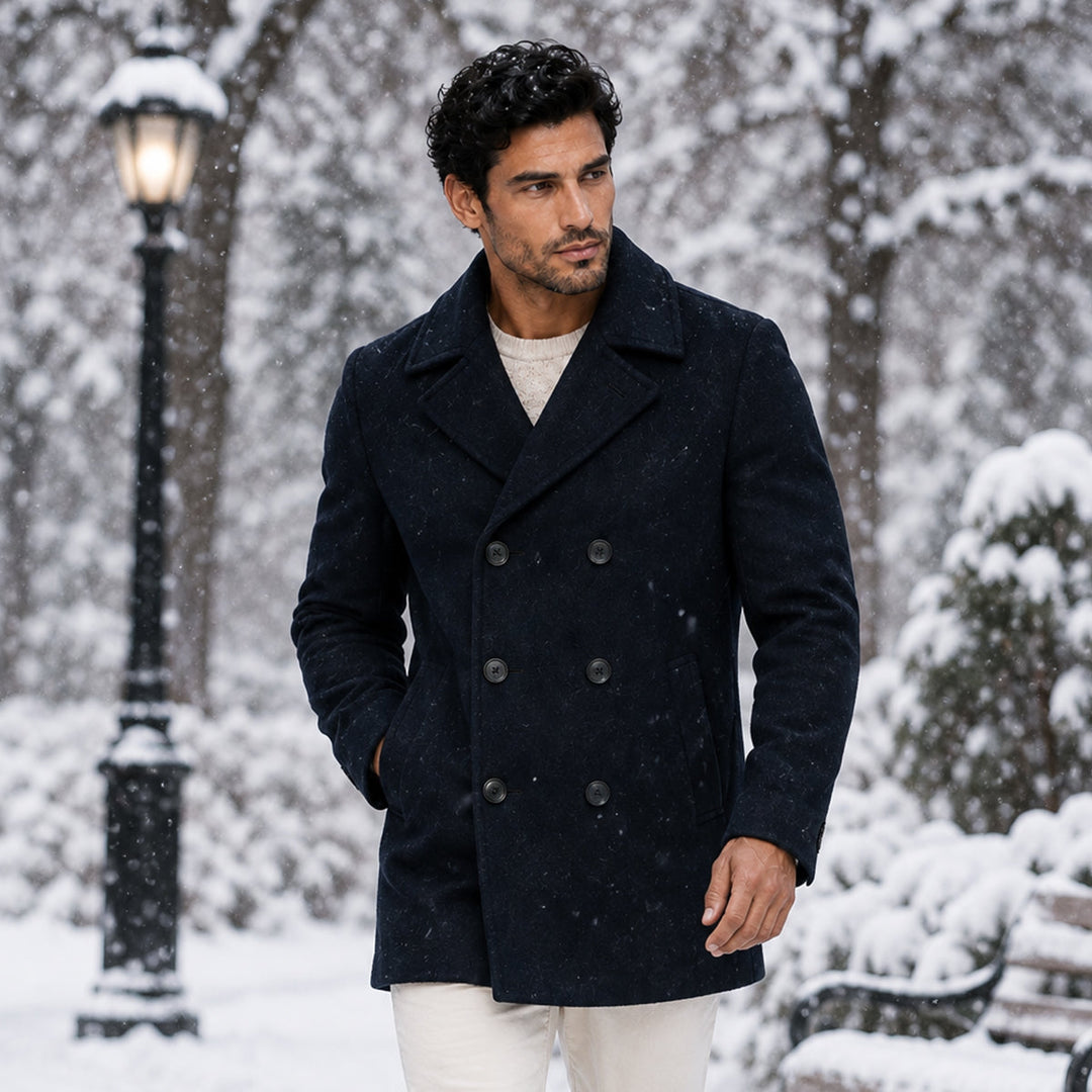 Severin | Wide Lapel Wool Peacoat