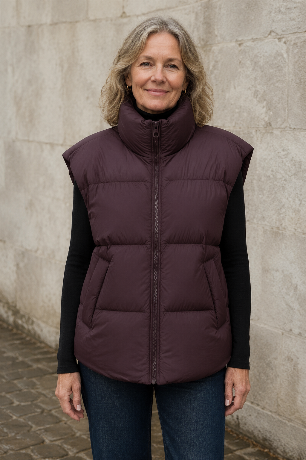Leah down padded vest closed