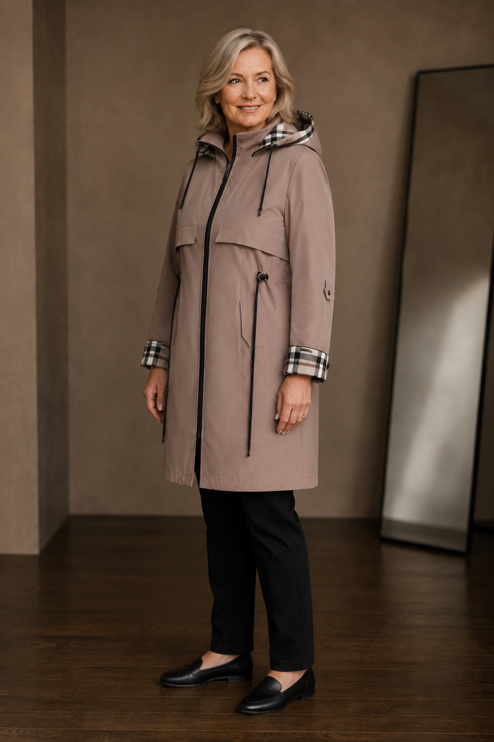 Leonie | Waterproof Hooded Zip Coat - Brown