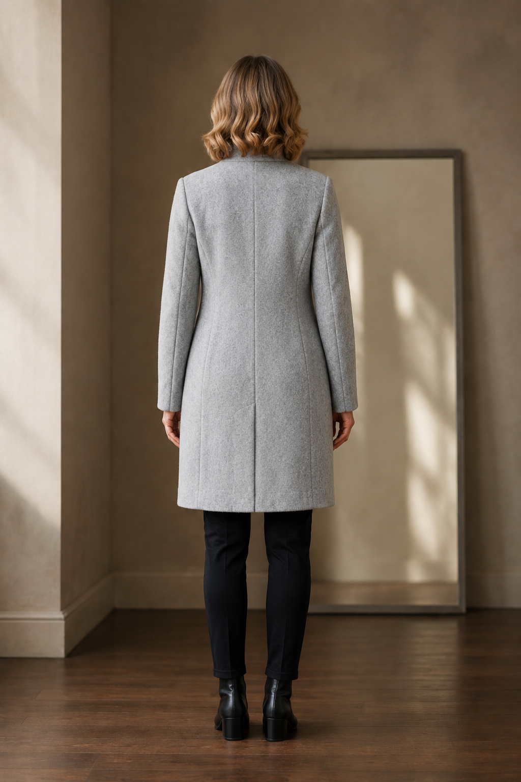 Léontine | Wool Funnel Neck Overcoat - Black