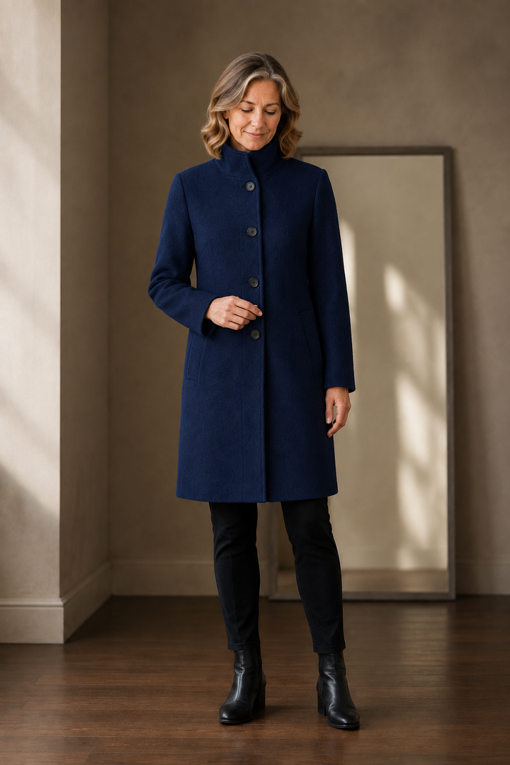 Léontine | Wool Funnel Neck Overcoat - Purple