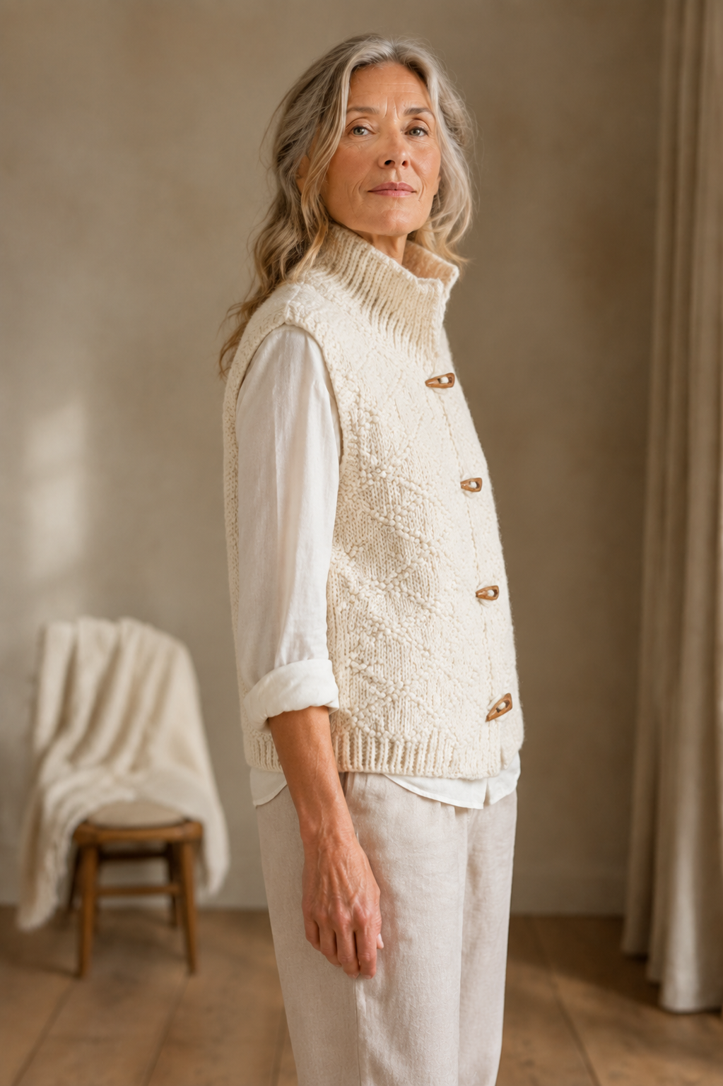 Levina knitted vest side view