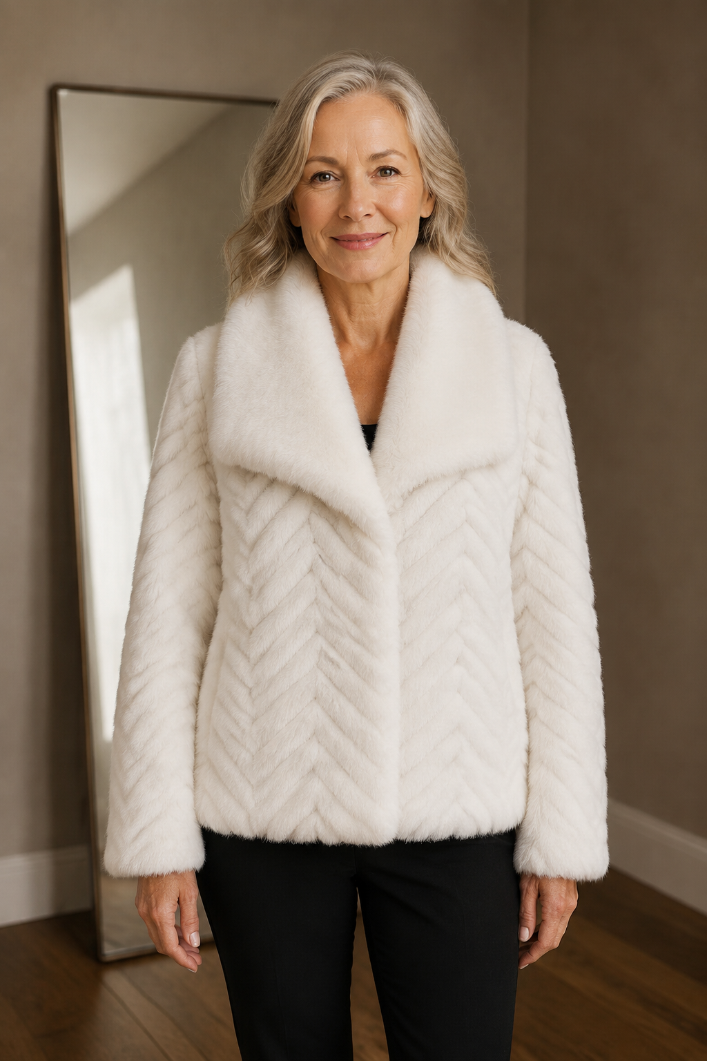Liana faux mink jacket closed