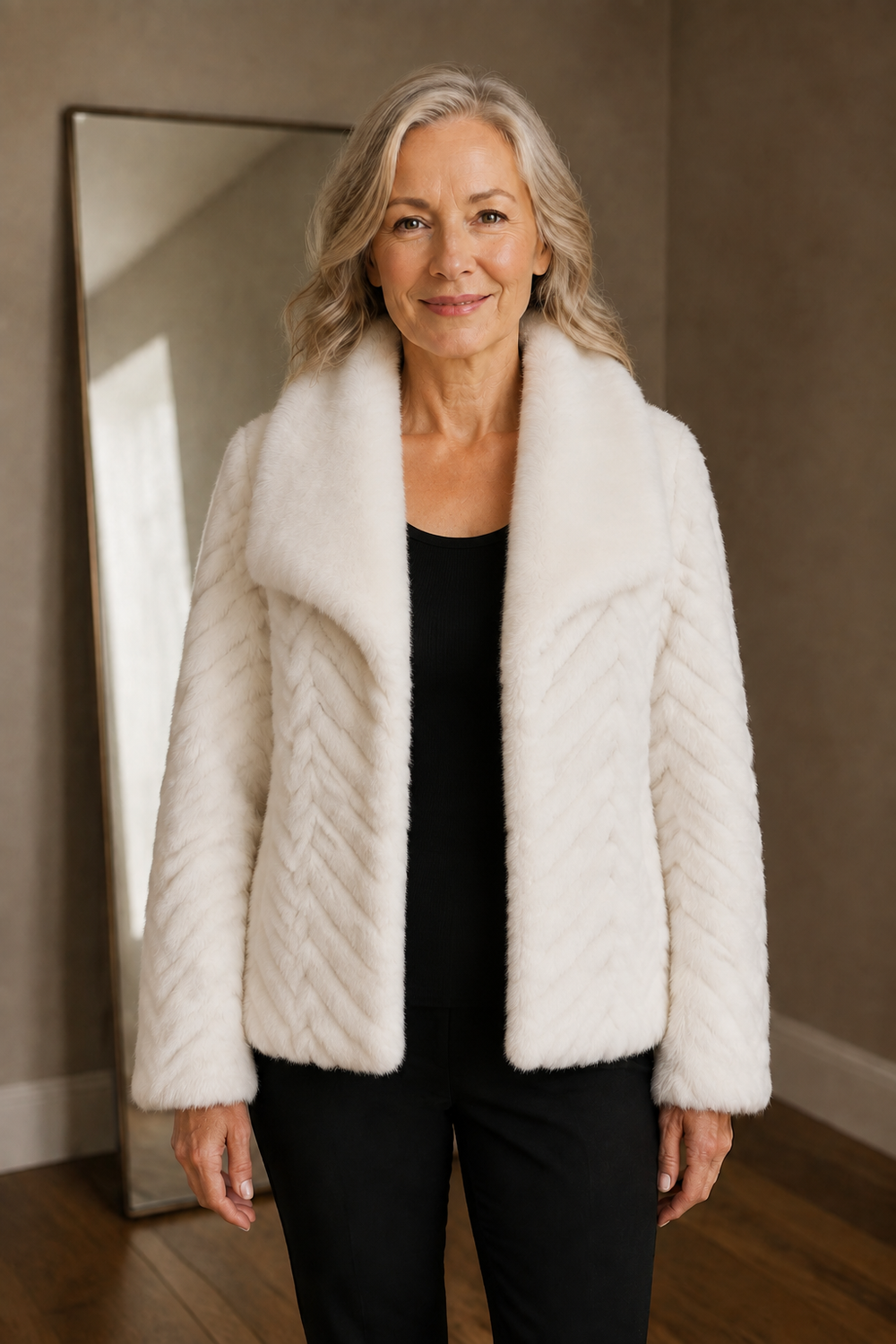 Liana faux mink jacket open