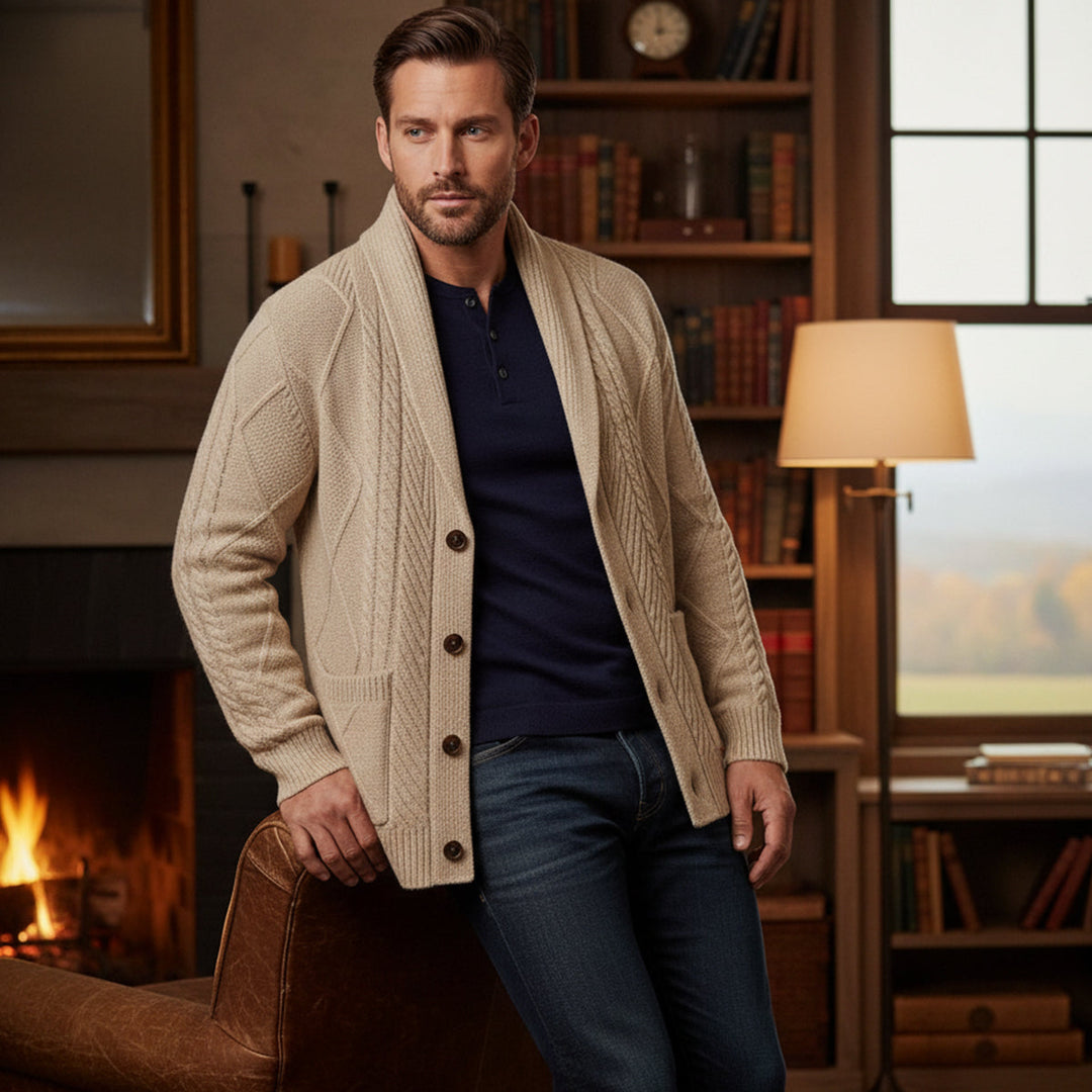 Yvan | Wool Blend Shawl Collar Cardigan