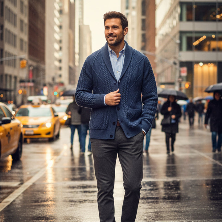 Yvan | Wool Blend Shawl Collar Cardigan