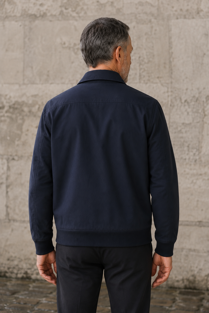 Lightweight Lapel Collar Zip Jacket - back