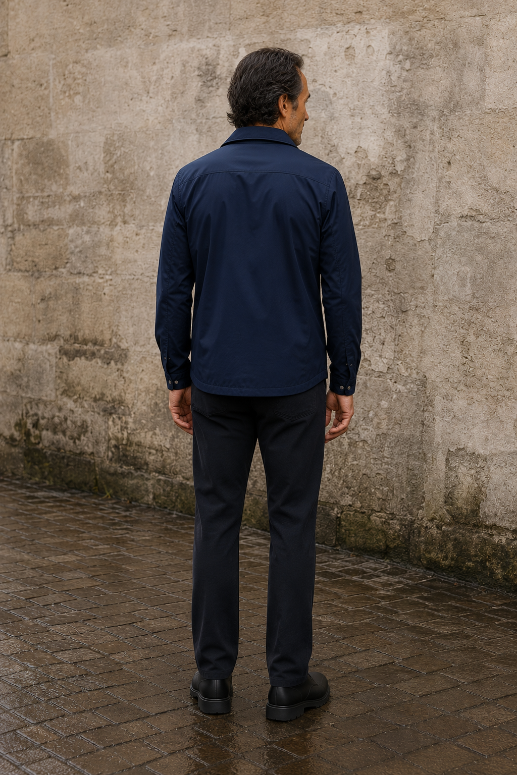 Lightweight Slim Fit Shirt Jacket - back view