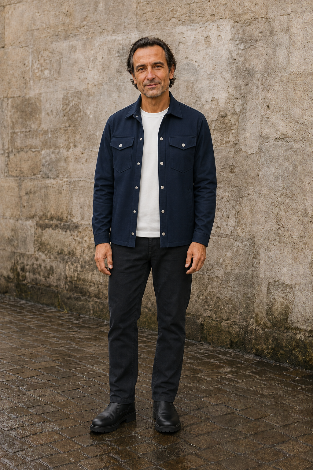 Lightweight Slim Fit Shirt Jacket - hero open