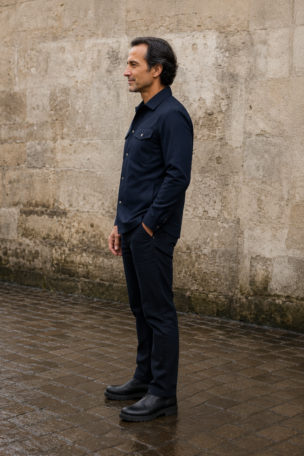 Lightweight Slim Fit Shirt Jacket - side view