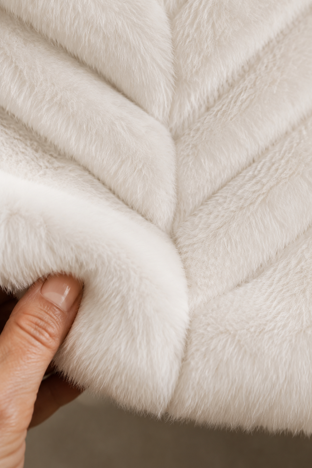 Lise | Chevron Faux Fur Cropped Jacket - fabric close-up