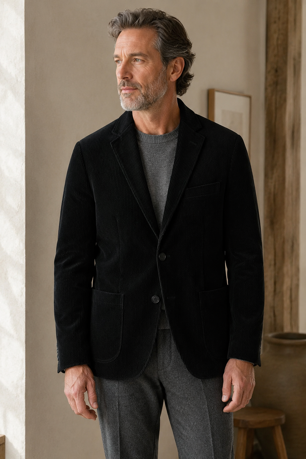 Black corduroy blazer color hero