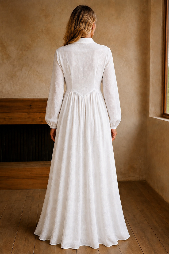 Long Sleeve Button Front Maxi Dress – back view