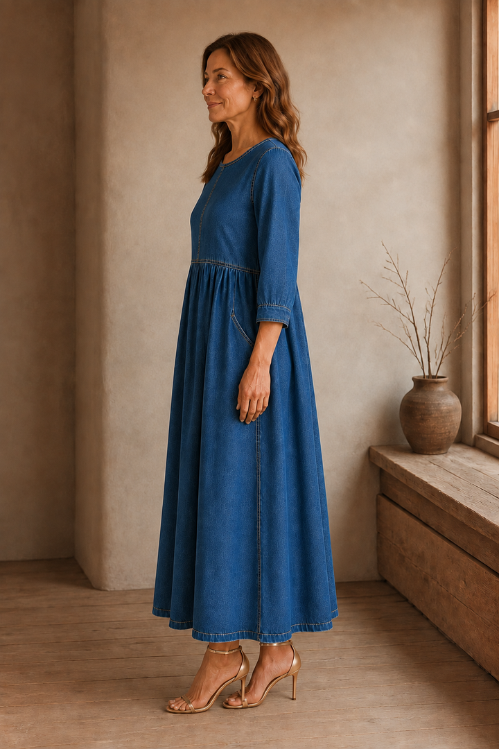 Long Sleeve Denim Maxi Dress side view