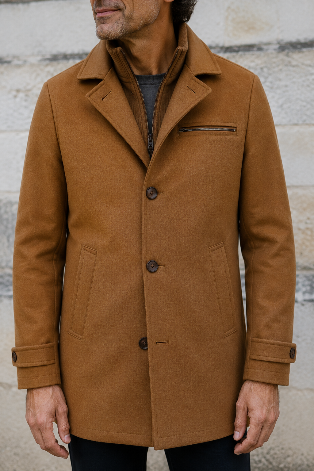 Longline Funnel Neck Waterproof Jacket - material close-up