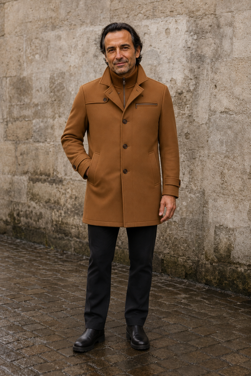 Longline Funnel Neck Waterproof Jacket - hero closed