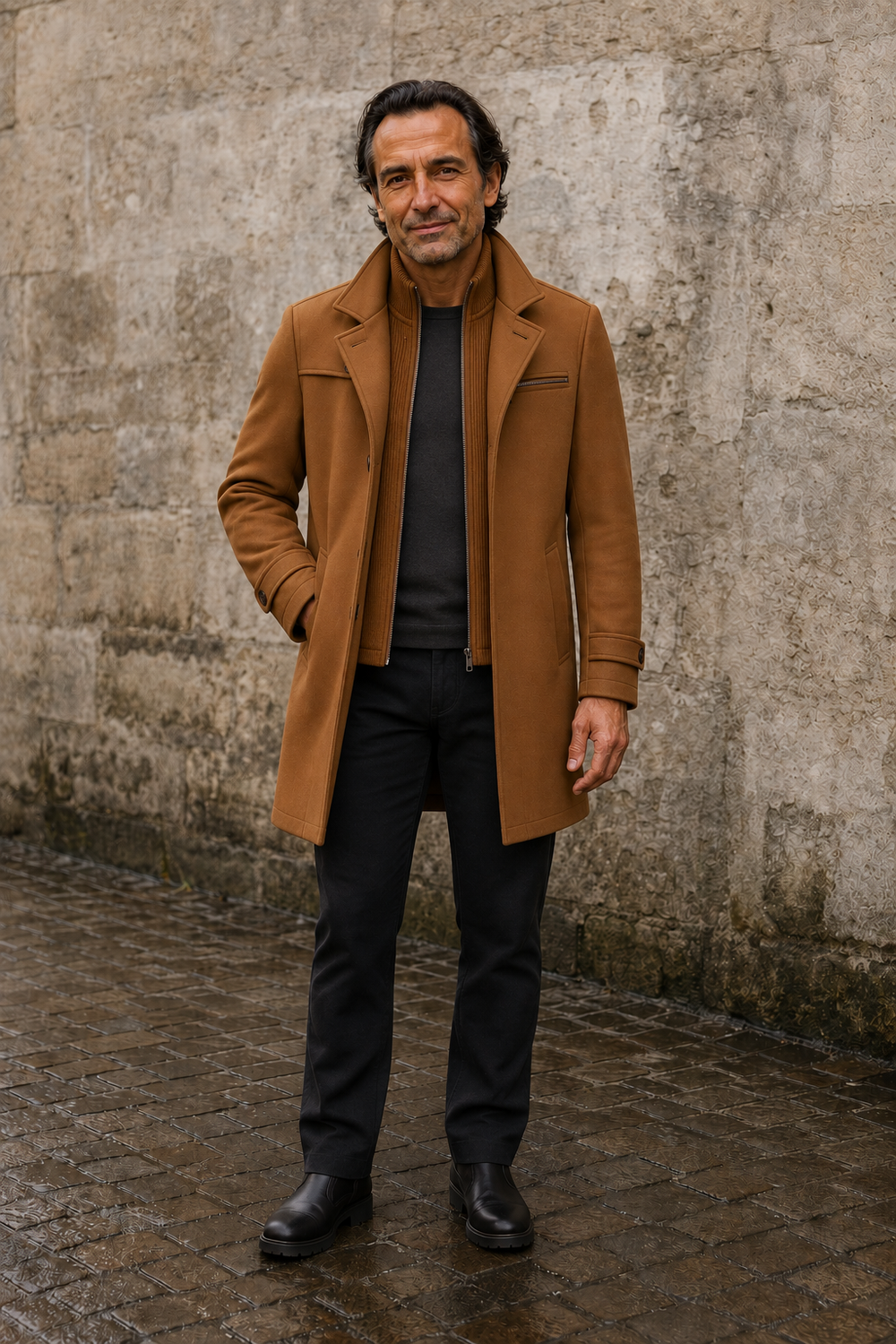 Longline Funnel Neck Waterproof Jacket - hero open