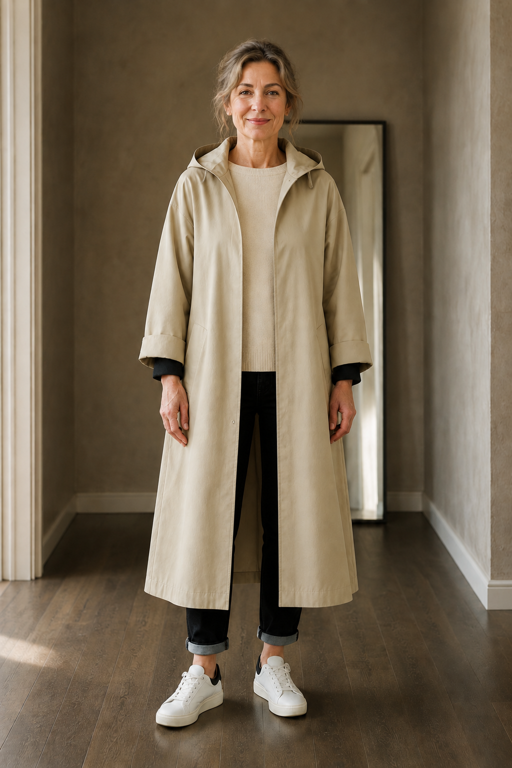 Longline Waterproof Coat open