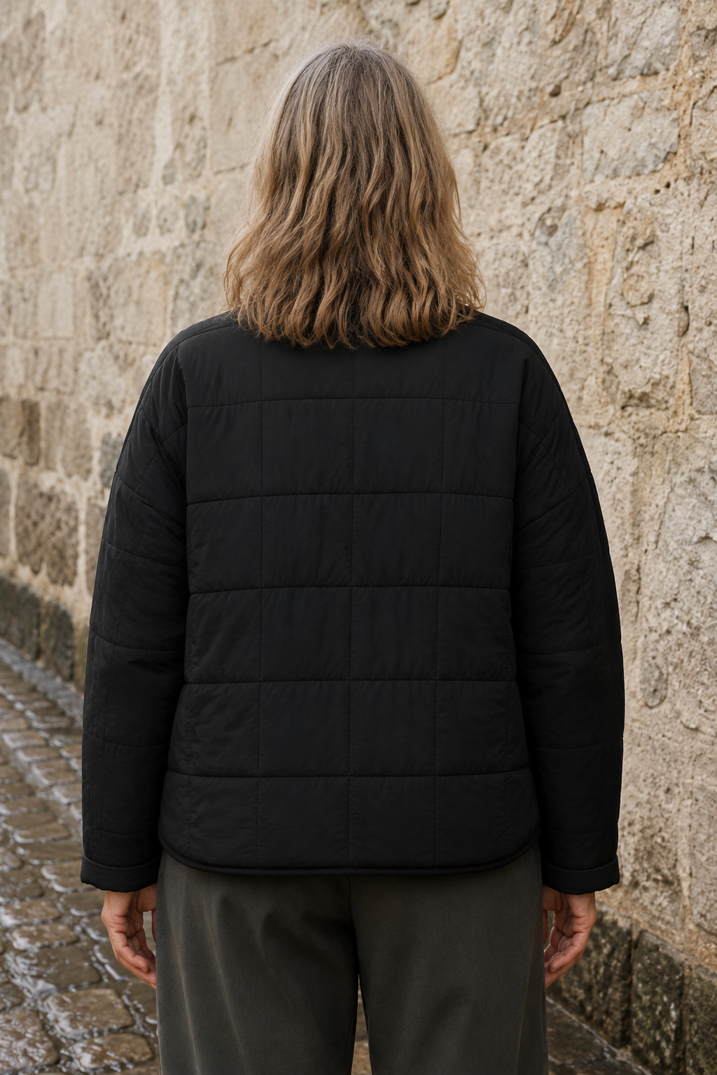 Lucette | Packable Quilted Zip Puffer - Black