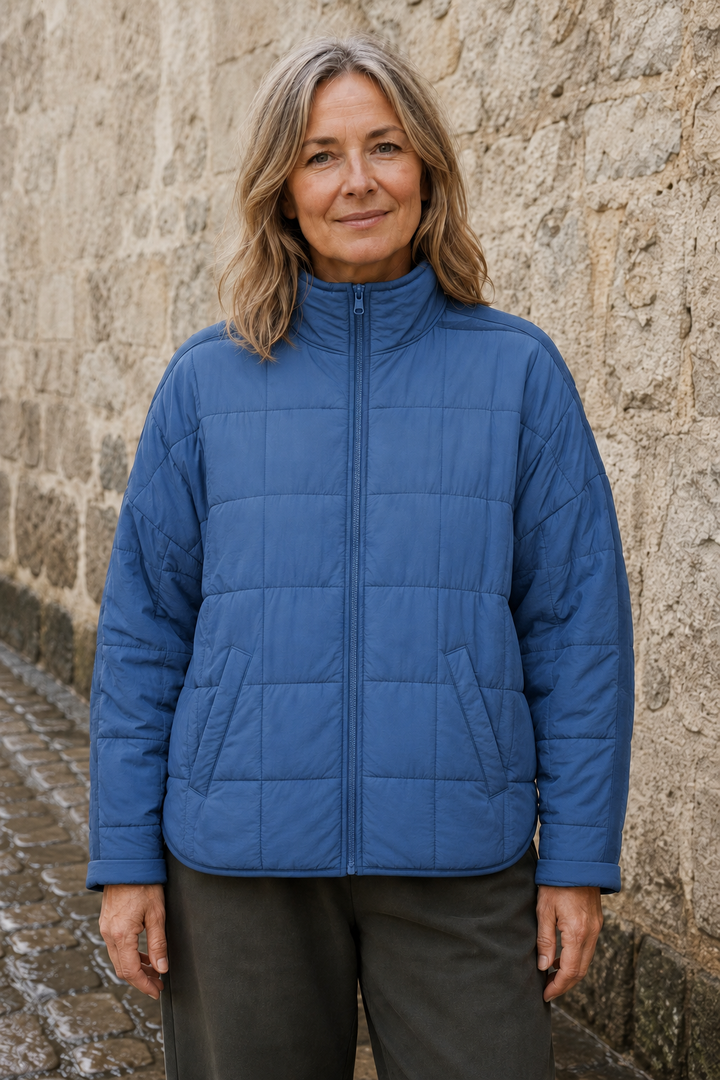 Lucette | Packable Quilted Zip Puffer - Blue