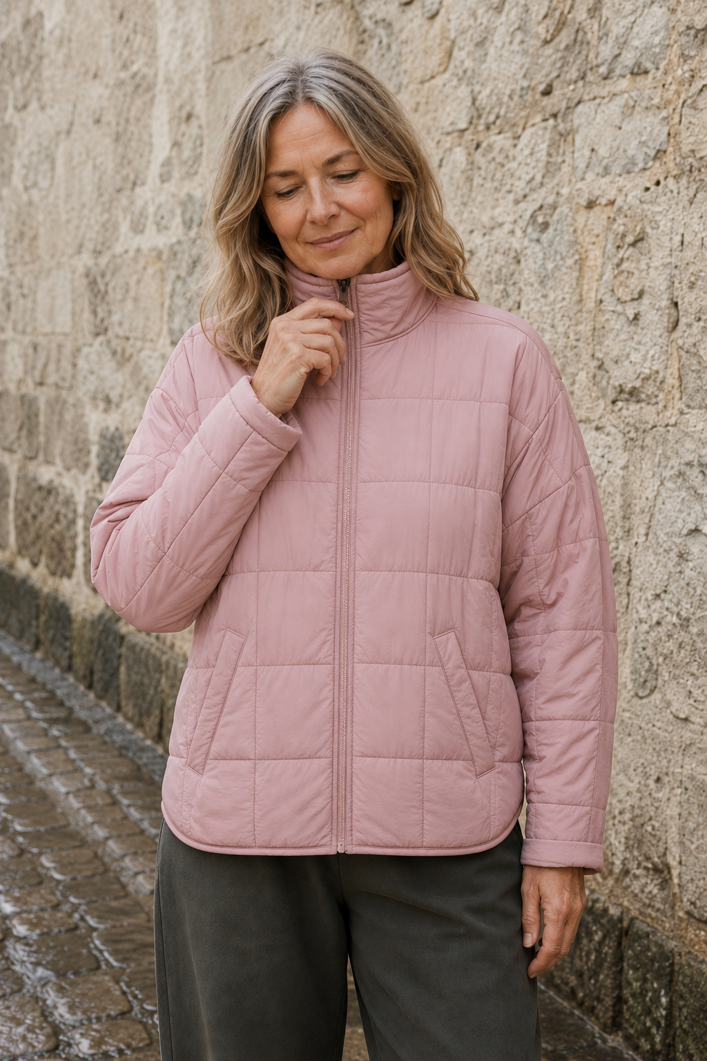 Lucette | Packable Quilted Zip Puffer - Pink