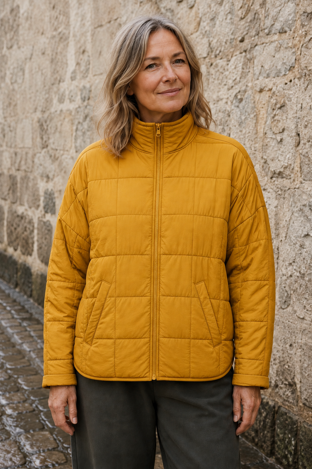 Lucette | Packable Quilted Zip Puffer - Yellow